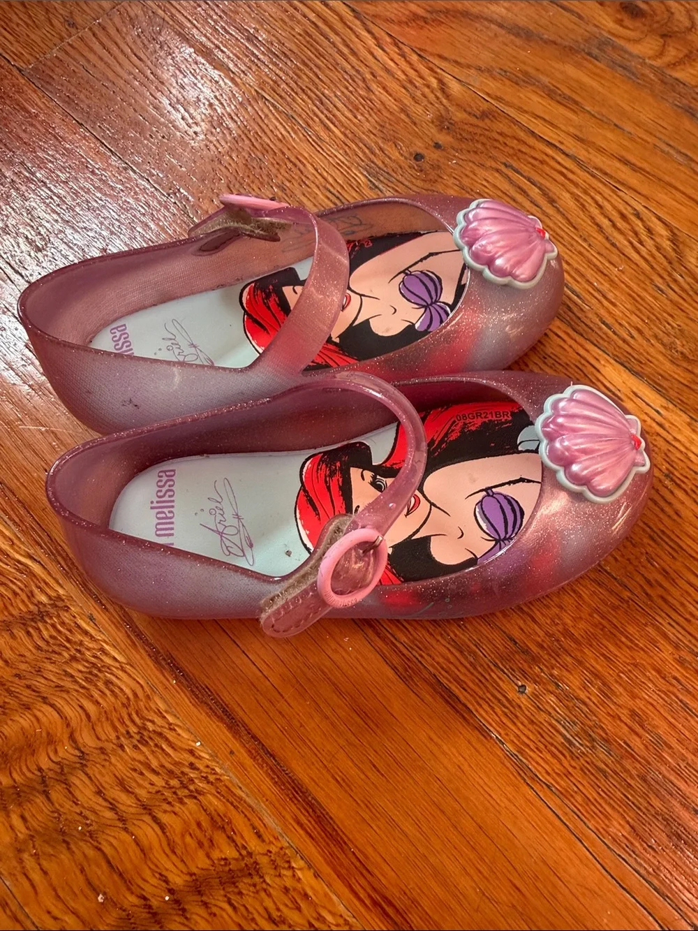 Mini Melissa Shimmery Pink Ariel Jelly Mary Jane Shoes
